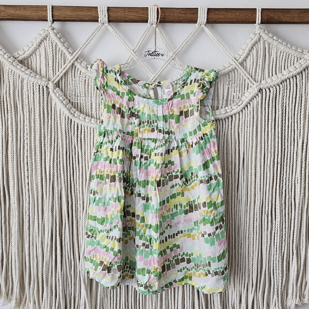 Cherokee Green and Pink Geometric Toddler Dress